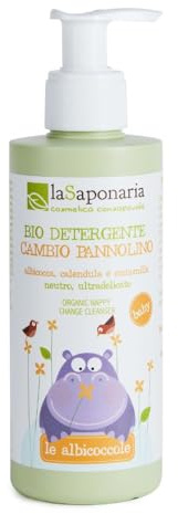La Saponaria | Detergente cambio pannolino, Azione lenitiva e addolcente, Crema detergente per il cambio pannolino, Non irritante, Dermatologicamente testato su pelli sensibili, 190ml