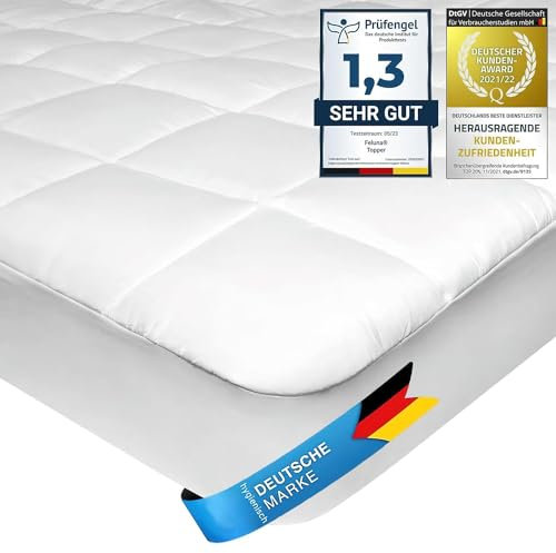 Feluna Mikrofaser Matratzen-Topper gepolsterter Matratzen-Auflage - Matratzenschoner Unterbett Microfaser-Polyester-Schoner mit Soft-Touch; 90 x 200 cm