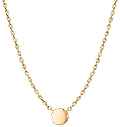 PAVOI 14K Yellow Gold Plated Tiny Dot Necklace Round Circle Pendant Necklace | Gold Necklaces for Women