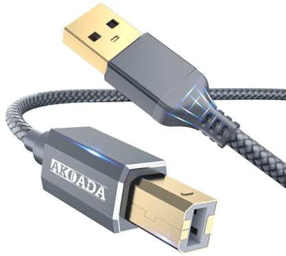 AkoaDa Printer Cable 15ft USB 2.0 Type A Male to B Male Printer Scanner Cord High Speed Compatible with HP, Canon, Dell, Epson, Lexmark, Xerox, Samung and More