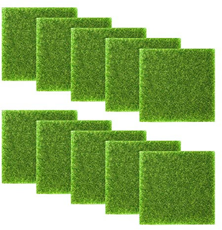 Gativs Mini Herbe Artificiel Gazon 15*15 cm 10 Pièces Artificiel Synthétique Pelouse Tapis de Pelouse Verte Artificielle Herbe de Mousse Miniature Pelouses de Jardin Artificielles Pelouse Synthetique