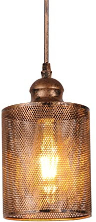 AIRTWESD Vintage Lampada a Sospensione Metallo Gabbia Retrò Plafoniera da Soffitto E27 Industriali Lampadario per Sala Cucina Camera da Letto (nessuna lampadina)
