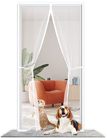 Zanzariera Magnetica Porta Finestra 85x255cm,Tenda Magnetica Zanzariera con Calamita Anti Zanzare Insetti,Non è Necessario Praticare Fori, Chiusura Automatica Traspirante Zanzariere,Bianco