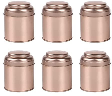 TOBEOME 6 Botes de Latas de Té con Tapas Dobles HerméTicas, Caja de Mini Latas y Botes de Cocina Redondos PequeñOs para Té (Rosa)