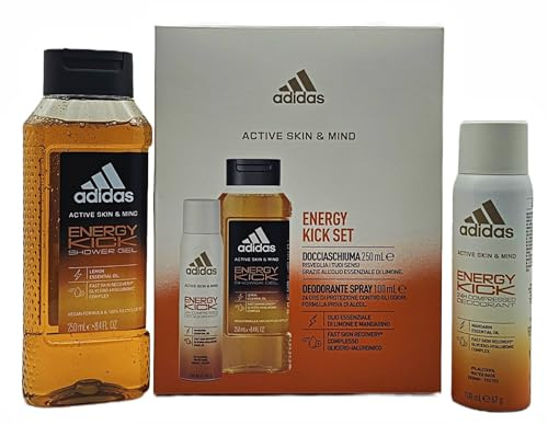 Adidas Active Skin & Mind Energy Kick Geschenkset Duschgel Energy Kick 250 ml + Energy Kick Deo Spray 100 ml
