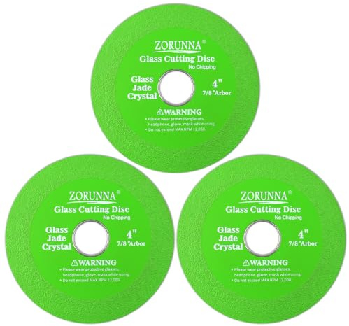 ZORUNNA 4inch Glass Cutting Disc Tool, Diamond-Edged Glass Tile Cutter, 3 Pcs Ultra-Thin Disco para Cortar Vidrio for Grinding Jade, Crystal, Wine Bottles, Tile.