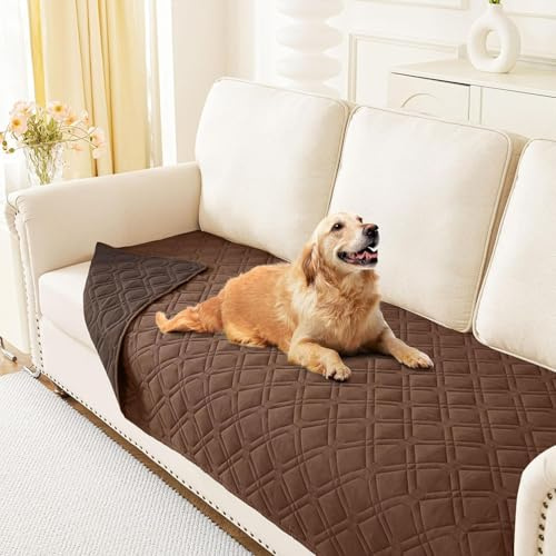 Homaxy Vattentät hundfilt för hundar, tvättbar, vändbar filt, mjuk hundfilt, filt för soffa, säng, när du är på språng, 130 x 100 cm, brun + choklad