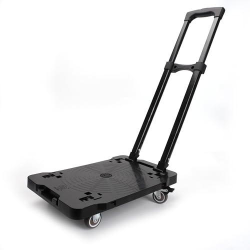 Folding Hand Truck With Lock,Moving Furniture Dolly Connectable,Capacity Dolly Moving Heavy Furniture,Luggage Travel Shopping and Office Use,200Kg Cart,Black,1 Pack Handle With Brake (With Brake)