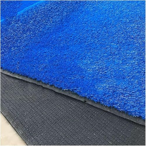 Alfombra de césped artificial al aire libre, alfombra de césped sintético para paisajes de jardín, tapete realista azul para césped y uso en fondo