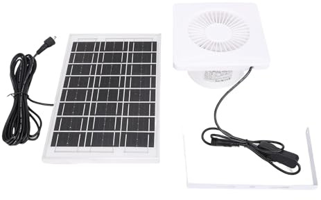 Qudinip Ventola di Scarico a Energia Solare, Pannello Solare da 6W e Ventola di Ventilazione da 3,6W con IP67 Impermeabile, per la Finestra della Casa per Animali