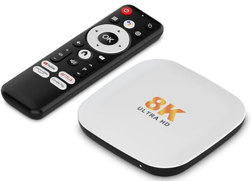 LEFFOT Android 14.0 TV Box 2025, M2 Plus 4K UHD Smart TV-Box, 4GB RAM 32GB ROM, Soporte para el Control de Voz del Asistente de Google, 2.4G y 5G WiFi 6, BT 5.4, HDR10, Rockchip RK3528 Quad-Core A53