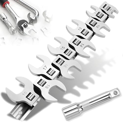 Vulevirtue Juego de Llaves MéTricas de 10 Piezas,Juego de Llaves Combinadas de Boca y Estrella,Llaves de Pata de Gallo,Juego de Llaves de Cabeza de Gallo de 10 a 19 mm,para Reparación de AutomóViles