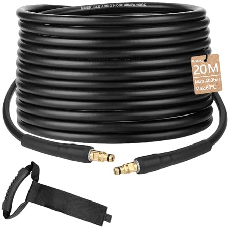 20m Pressure Washer Replacement Hose for Karcher K Series K2 K3 K4 K5 K6 K7, High Pressure Replacement Hose Extension Pressure Washer Hose with Click Plug Quick Connector Power Jet Wash Hose