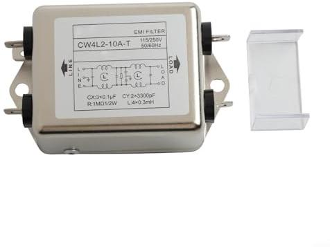 Filtro de alimentación monofásico de doble sección 3A/10A/20A Serie CW4L2 para equipos electrónicos, 50/60Hz, rango de frecuencia 0-30MHz, pérdida de inserción de 60dB, M (CW4L2-10A-T)