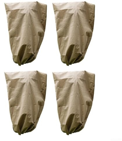 Confezione da 4 sacchetti antigelo traspiranti con coulisse per piante, coperture riutilizzabili per proteggere arbusti e aiuole rialzate durante la stagione invernale