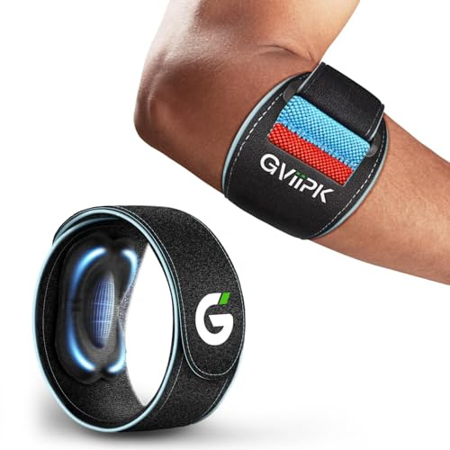 Gviipk Leichte Ellenbogenbandage Tennisarm Bandage, Einstellbar Ellenbogen Bandagen Herren Damen mit Überdruck-Warndesign, Golferarm Bandage Armbandage für Sports, Sehnenentzündung, Arthritis