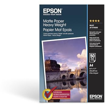 Epson A4 Matte Heavyweight Inkjet Paper (50 Sheets), White