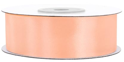 Satinband 25mm x 25m Rolle - FARBAUSWAHL in 3/6/12/18/25/38/50/75/100mm - farbecht & waschbar - Schleifenband für Hochzeit - Geschenkband zum Verpacken Dekorieren Basteln - Apricot 714