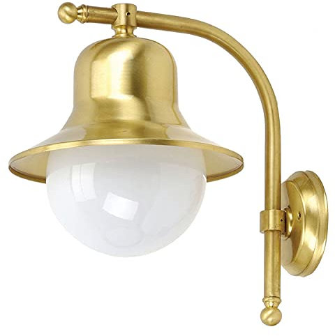 Licht-Erlebnisse Wandlampe Außen Messing Glas IP23 Haus Hof Terrasse Maritim wetterfest SAMOS Wand Leuchte