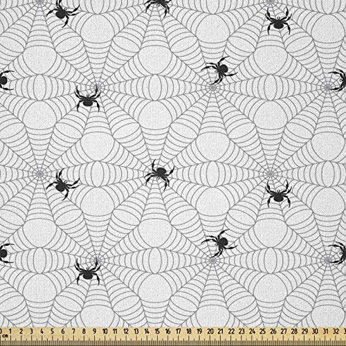 ABAKUHAUS Spinnennetz Microfaser Stoff als Meterware, Schwarzes Insektennetz, Deko Basteln Polsterstoff Textilien, 2M (230x200cm), Hellgrau Weiß Schwarz