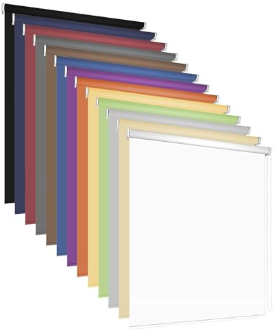 Rollo Sonnenschutz für Fenster & Tür 13 Farben Breite 60-220 cm Stoff Blickdicht Lichtdurchlässig Montage mit Bohren Wand Decke Kettenzugrollo Seitenzugrollo Tageslichtrollo (110 x 180 cm, Weß)