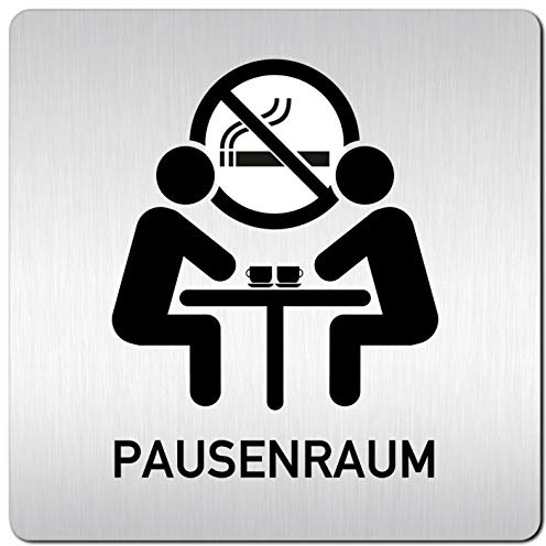 Türschilder24 XXL Schild - Türschild (B) • 125 x 125 x 1,5 mm • Pausenraum Aufenthaltsraum Teeküche Nichtraucher 002 • Aluminium Vollmaterial • 100% Made in Germany