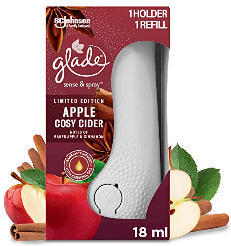 Glade Sense & Spray Holder and Refills, Motion Activated Automatic Room Spray and Odour Eliminator for Home, Relaxing Zen, 1 Starter Pack (1 Holder + 3 x 18ml Refills)