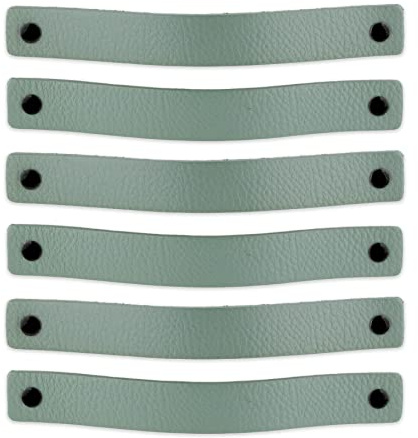 Brute Strength – Ledergriffe für Möbel – 20 x 2,5 cm – Blassgrün – 6 Stück | Handgefertigte Möbelgriffe und Lederschlaufen aus Vollnarbenleder; für Schranktüren und Schubladen, Schrauben inklusive