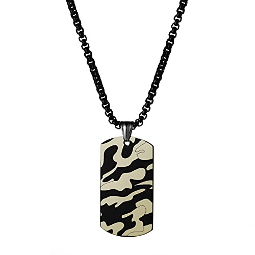 JewelryWe Schmuck Personalisiert Gravur Herren Halskette, Militärischen Ring Erkennungsmarken Armee Stil Dog Tag Anhänger mit 70cm Kette, Schwarz Silber