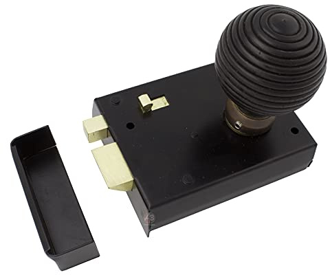 A.B Hardware Rim Snib Latch Lock Black Antique Wooden Beehive Door Knobs Set Bedroom Bathroom