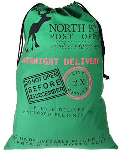 Large Green Christmas Stocking Santa Sack/Bag, 99cm x 70cm - Perfect for Xmas Presents, Great for Kids/Adults Complete with Drawstring Top, Can be Self Personalised - By TRIXES