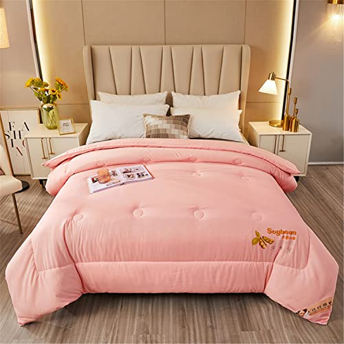DZYP Edredón Relleno Nórdico 4 Estaciones, Moderno Suave Cálido Cómodo Hipoalergénico Antiácaros Edredon de Fibra para Otoño Primavera Y Invierno Duvet (Rosa,220x240cm(3kg))