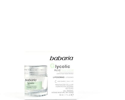 Babaria - Crema Hidratante Facial Mujer Acido Glicolico | Crema Antimanchas facial mujer | Despigmentante facial con Vitamina E | Antiedad y Renovacion Celular | Uso Diario 50ml