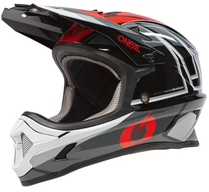 O'NEAL | mountainbikehjälm fullface | MTB DH Downhill FR Freeride | ABS-skal, magnetlås, överträffar robust ABS | Sonus-hjälm split V.23 | vuxna | grå röd | storlek M