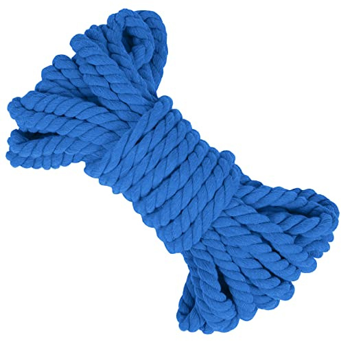 LEREATI 8mm Macrame Cord 10m Thick Macrame Rope Soft Cotton Rope, Natural Cotton Twine String for Macrame Plant Hanger, Wall Hanging, Knitting, DIY Crafts, Gardening, Decoration (Lake Blue)