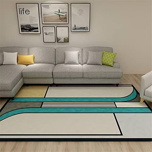 DJHWWD Gaming Teppich blau webteppich balkonteppich wetterfest Wohnzimmerteppich abstraktes gestreiftes Muster strapazierfähiger 40X60CM für küche Auslegware