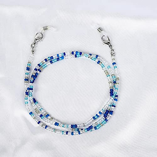Brillenkette 6 Farben Mode Lesebrillen Kette Retro Perlen Brillen Sonnenbrillen Brillenband Umhängeband String Kette Brillen Blau