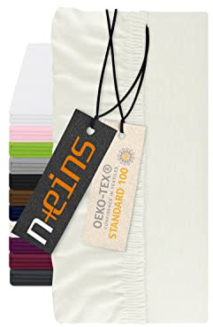 npluseins Spannbettlaken für Topper, 180-200 x 200 cm, Natur | Jersey, hautfreundlich, für Matratzentopper, Öko-Tex Standard 100, rundum Gummizug, perfekter Sitz, formstabil, atmungsaktiv