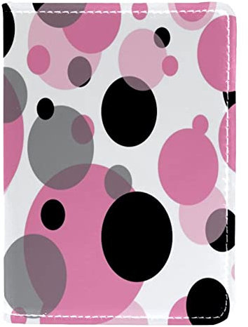 Reisepasshülle für Damen und Herren, Reisepasshülle, Reisepasshülle, Reisedokumente, Organizer, gepunktet, Rosa / Schwarz, Mehrfarbig, 10x14cm/4x5.5 in