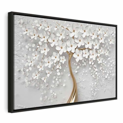 murando - Leinwandbild Struktur mit Blumen, 120x80 cm, 1-teilig, Wohnzimmer