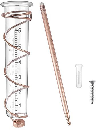 Niederschlagsmesser mit Erdspieß, Regenmesser für Garten Frostsicher mit 17 übersichtlichen Skalen Garten Regenmesser Wetterstation Glas Messbecher Geeignet für Garten- und Terrassengestaltung