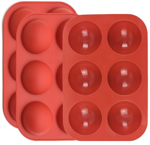 Fahibin 3 große Halbkugel-Silikonformen, Silikonform Kugel, 6 Löcher Silikonform Rund, für Eisbomben, Mini Teacake, Fondant, Bonbons