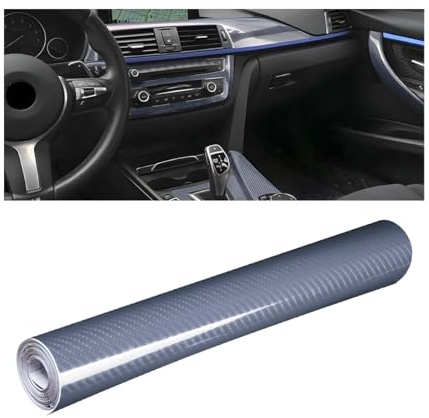 JNNJ Autofolie Carbon Folie Aufkleber, 6D Selbstklebend Autofolie Aus Vinyl, Klebefolie Karbon Carbon Innenraum Folierung Fiber Lackschutzfolie Glanz Für Auto(Grau)