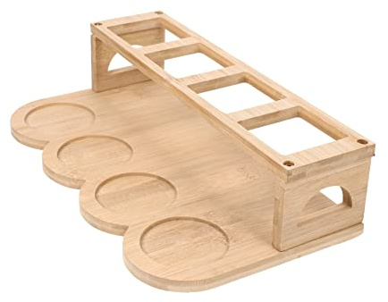 FUNOMOCYA Oil Pot Storage Rack Racks for Kitchen Cabinets Wooden Pantry Organizer Bamboo Pantry Organization and Storage Wooden Shelves Condiment Jar Stand Cruet Seasoning