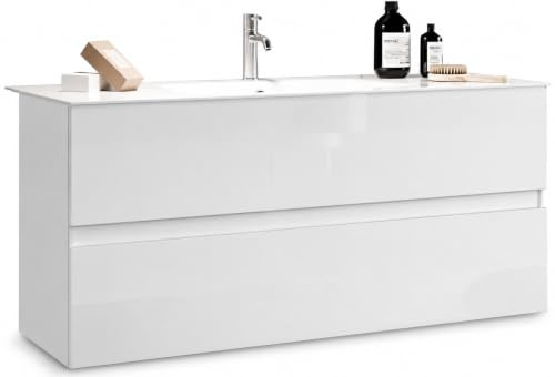 Web Convenienza Mobile Bagno Sospeso con Lavabo in Ceramica 2 Cassetti, Made in Italy - Lavandino Bagno con Mobiletto Moderno - Montaggio Semplice e Veloce con Istruzioni e Ferramenta