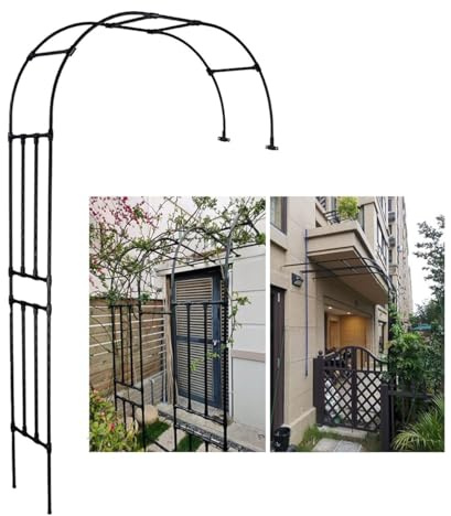 ZYXWLC Garden Arch Trellis Weather Resistant Metal Rose Arbor Half Side Archway For Various Climbing Plant, W4.9xH7.8ft W5.9xH7.8ft W6.5xH7.8ft W7.2xH7.8ft (Color : Black, Size : W90xH240x40cm)