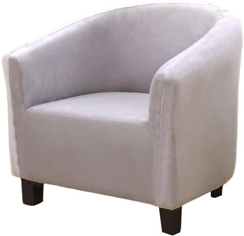 ZRCYXDW Stretch Sesselschoner, Weich Velvet Sesselüberwurf rutschfest Mit Elastisch Stretch Husse Mit Elastischem Boden Club Chair Schonbezug Für Wohnzimmer Hotel-grau A-1 Stück