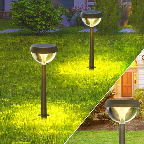 Linkind Luces Solares Exterior Jardin, Baliza Solar con Luz Calido, 3 modos de iluminación, Altura Ajustable, Lámpara Solar Impermeable IP54 para Iluminar Camino, Césped, Balcón,2 Piezas.
