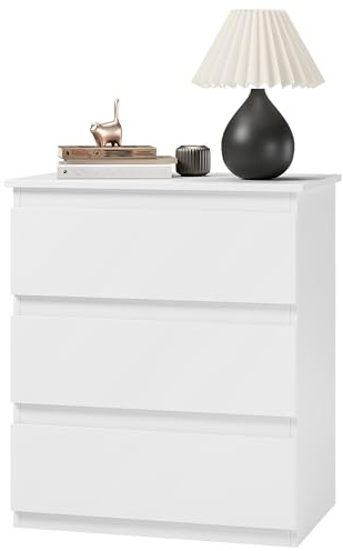 Bamjoy White Nightstand with 3 Drawers, Beside Table with Drawers for Bedroom, Small Side Table Storage Cabinet 3 Drawer Night Stand for Home Office, 18.0W x 14.0D x 24.8H Inches