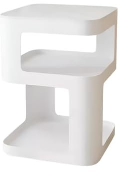 Eiauiuo Beistelltisch Sofatisch mit 3 Stauraum Modern Minimalismus Couchtisch Nachttisch aus Metall Stahl Kann Bewegen Beistellschrank für Wohnzimmer Schlafzimmer Büro(Color:Weiß,Size:35x35x54cm)